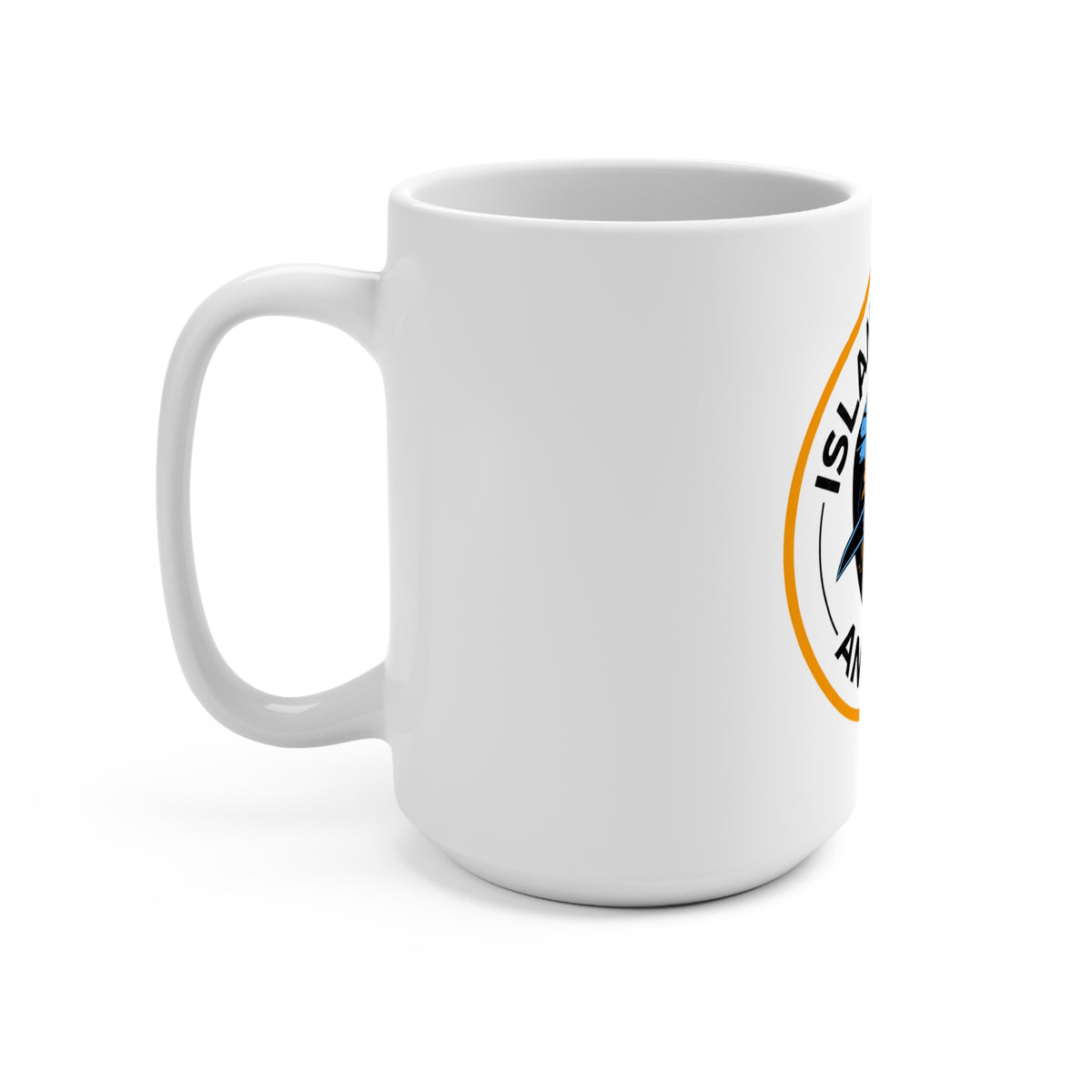 Island Angler Mug — 15oz Fishing Coffee Cup with Marlin & Flying Fish Design