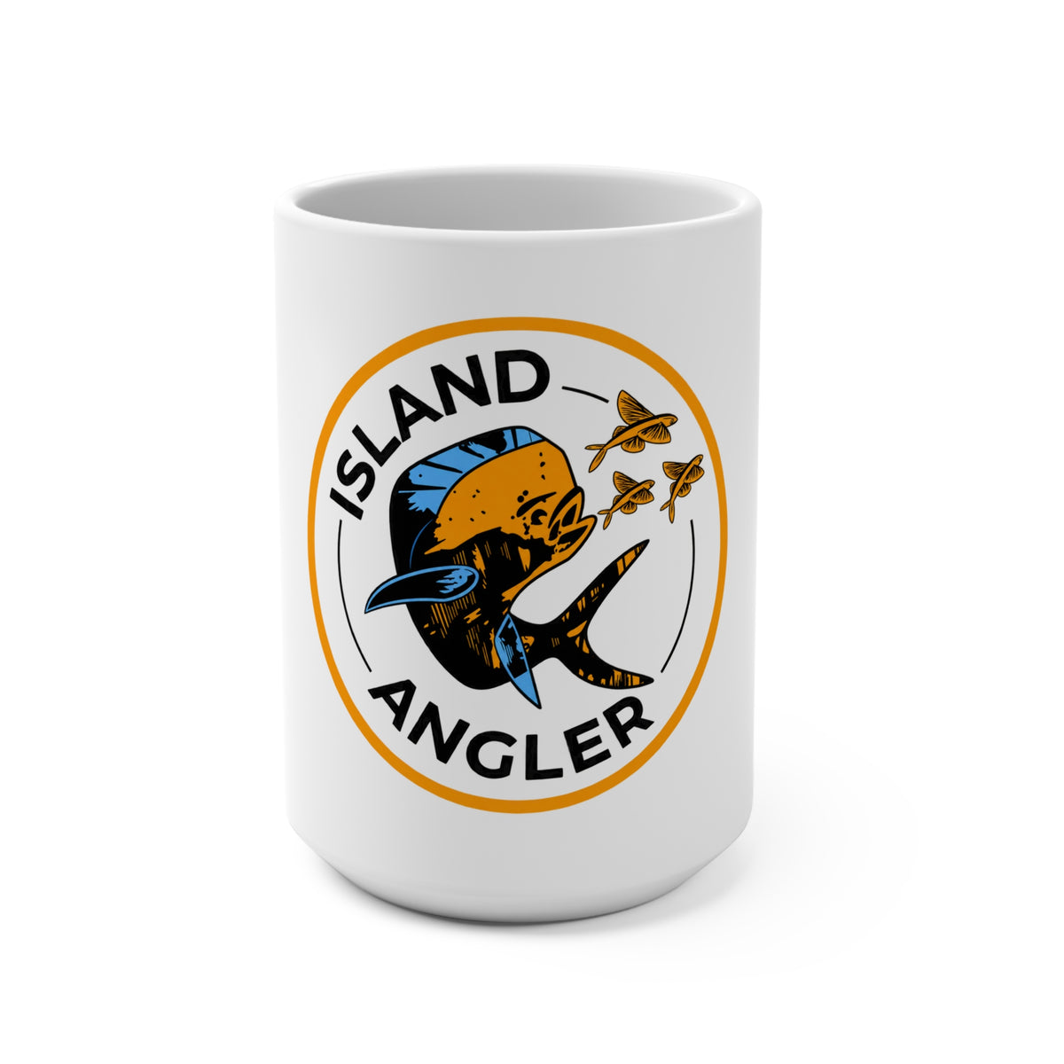 Island Angler Mug — 15oz Fishing Coffee Cup with Marlin & Flying Fish Design