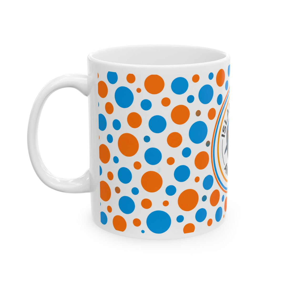 11oz Orange & Blue Polka Dot Mug