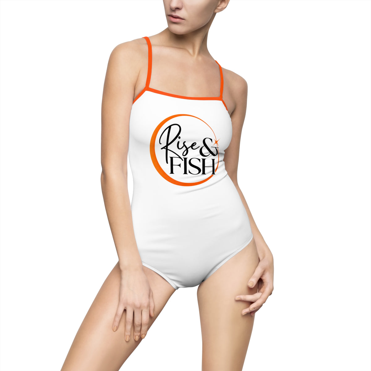 Rise & Fish Women's One-Piece Swimsuit — Fishing Graphic Beachwear