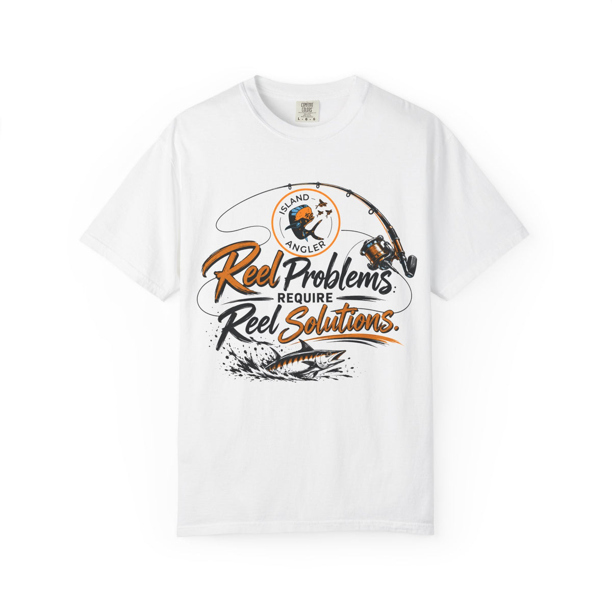 Fishing T-Shirt — "Reel Problems Require Reel Solutions" Graphic Tee