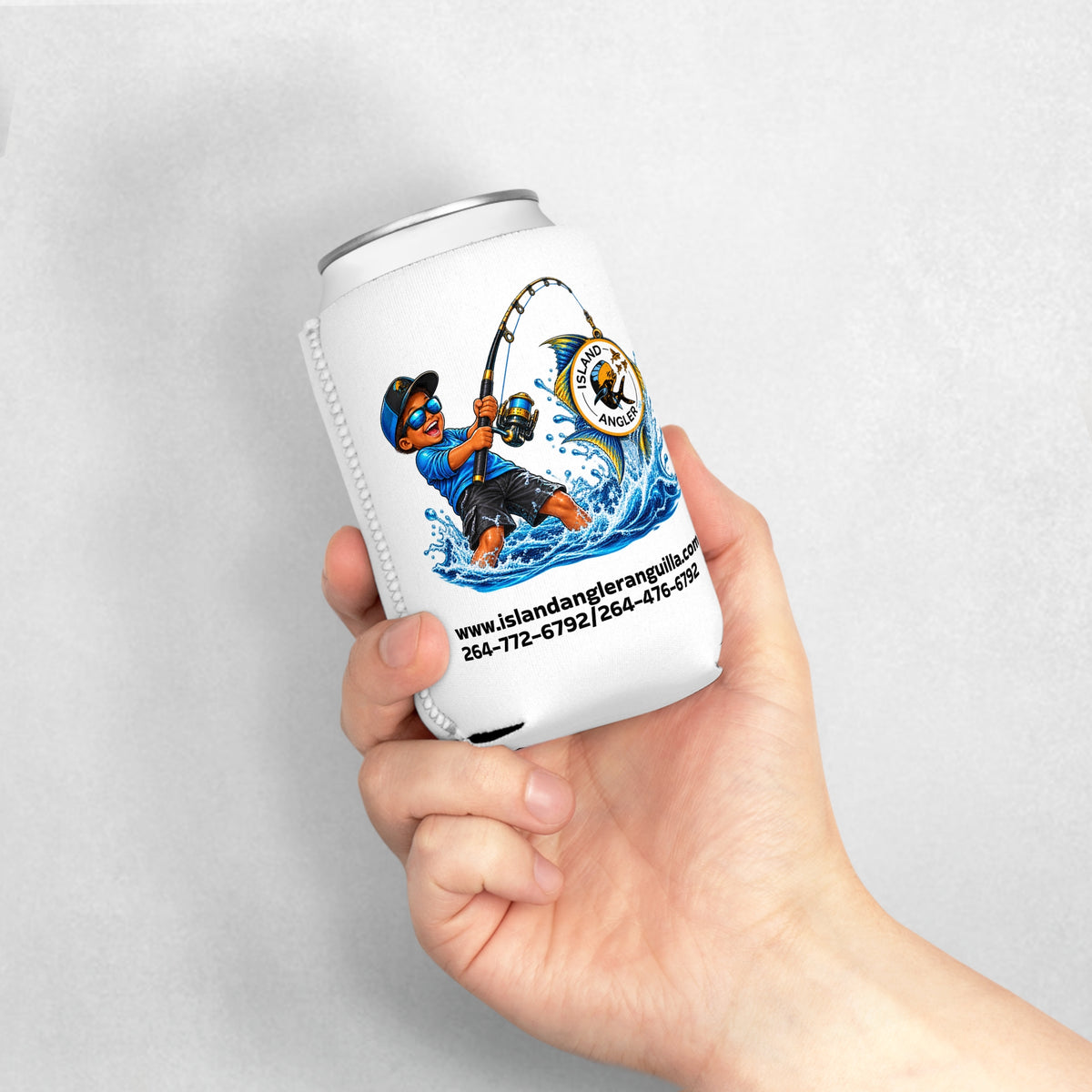 Island Angler Can Cooler Sleeve — Fishing Logo Can Koozie (www.islandangleranguilla.com)