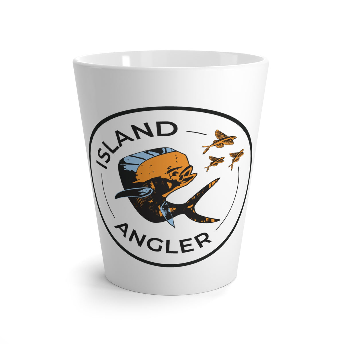 Island Angler Latte Mug — Fishing Coffee Cup for Beach & Boating Fans