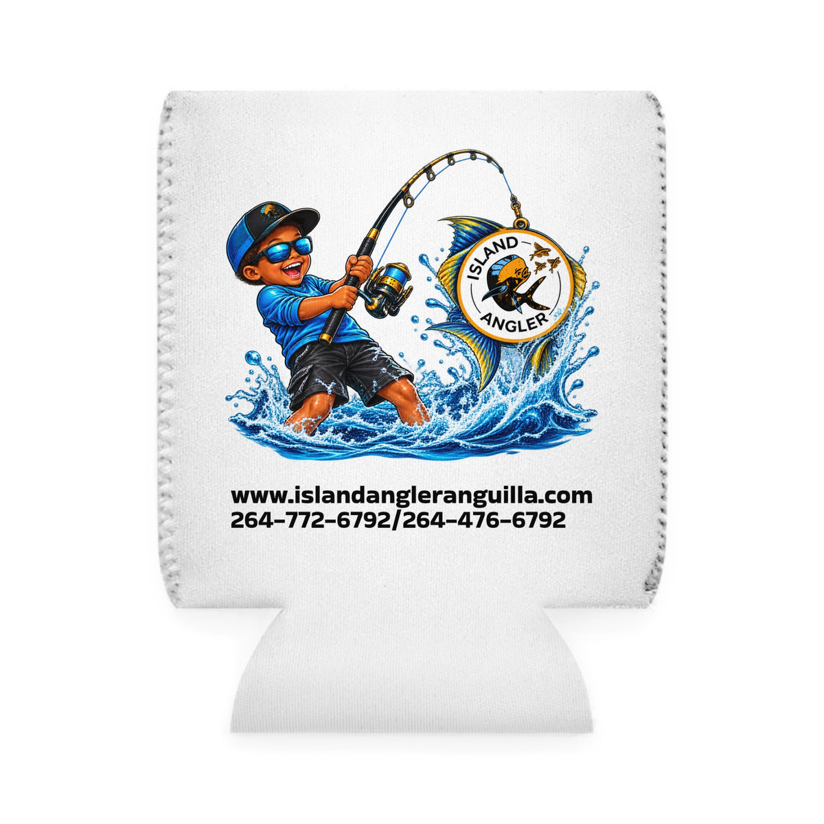 Island Angler Can Cooler Sleeve — Fishing Logo Can Koozie (www.islandangleranguilla.com)