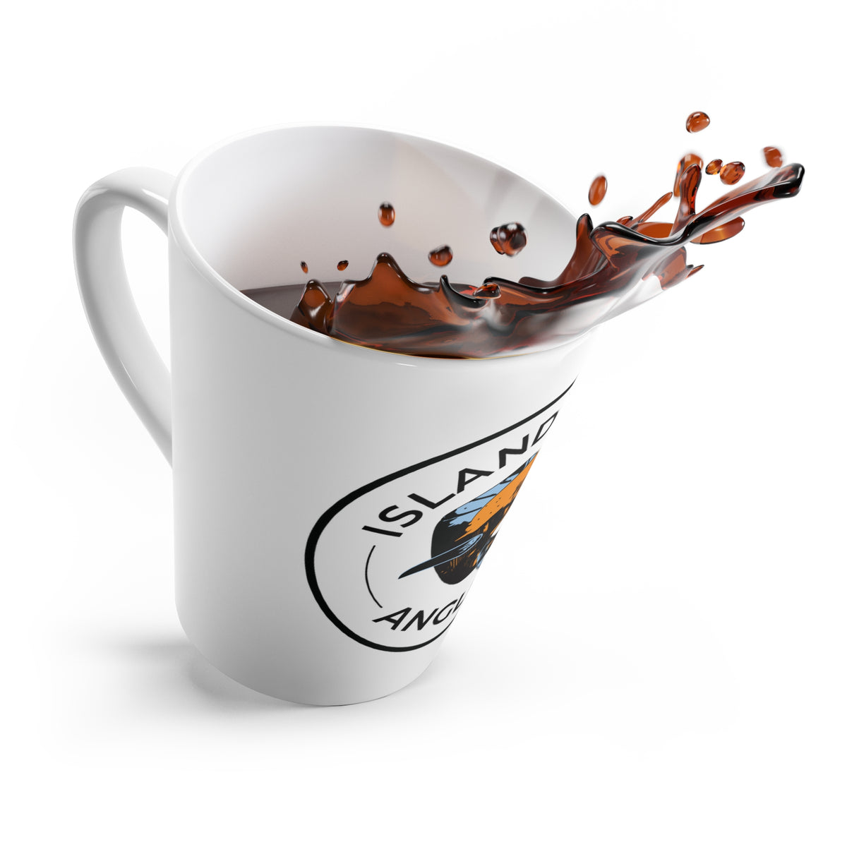 Island Angler Latte Mug — Fishing Coffee Cup for Beach & Boating Fans
