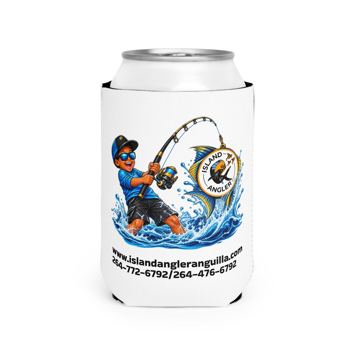 Island Angler Can Cooler Sleeve — Fishing Logo Can Koozie (www.islandangleranguilla.com)