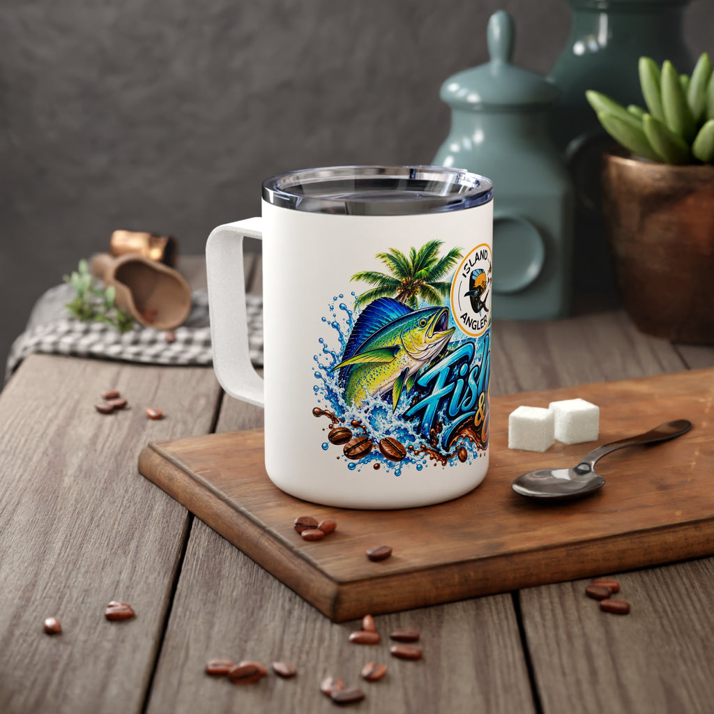 Fish & Sip Insulated Coffee Mug – Island Angler 10oz Travel Tumbler