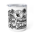 Fishing Travel Mug — “Reel Problems Require Reel Solutions” Insulated 10oz Coffee Tumbler