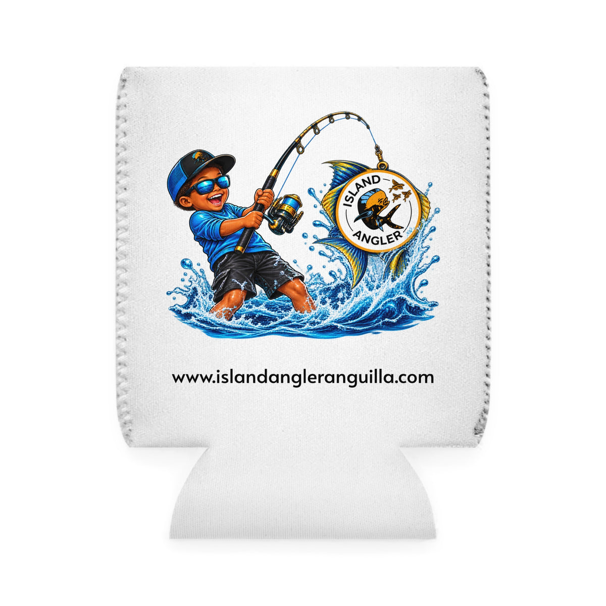 Island Angler Can Cooler Sleeve — Fishing Logo Can Koozie (www.islandangleranguilla.com)