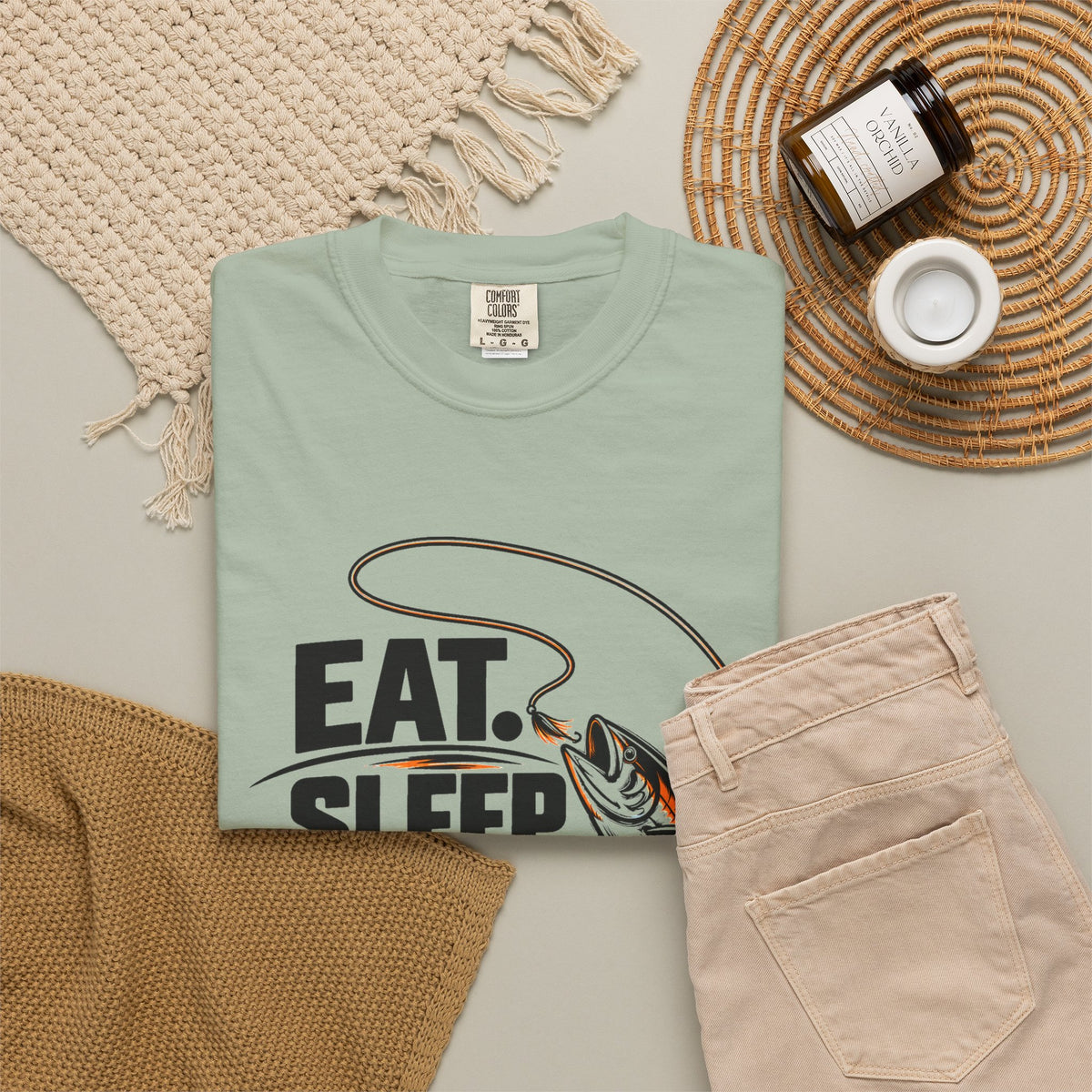 Fishing T-Shirt — "Eat Sleep Fish Repeat" Graphic Tee