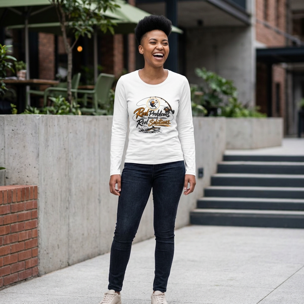 Women's Fishing Long Sleeve Shirt — "Reel Problems Require Reel Solutions" UV Sun Shirt