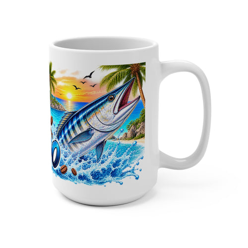 Coffee Forecast Mug — “Morning Forecast: Coffee with a Chance of Wahoo” Tropical Fishing Ceramic Mug