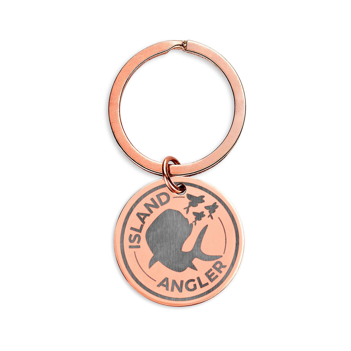 Island Angler Engraved Stainless Steel Keychain