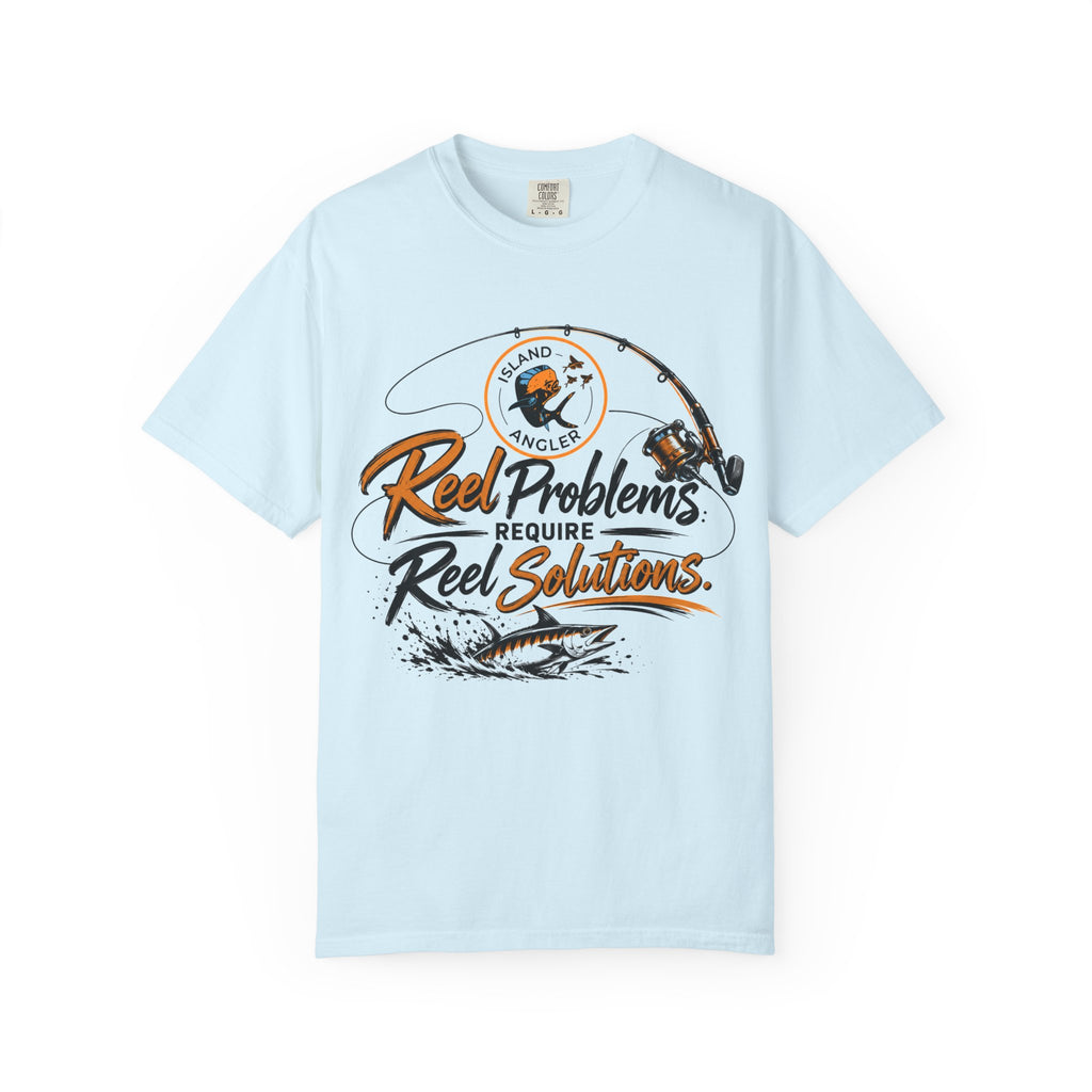 Fishing T-Shirt — "Reel Problems Require Reel Solutions" Graphic Tee