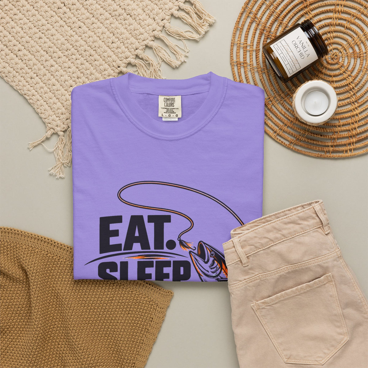 Fishing T-Shirt — "Eat Sleep Fish Repeat" Graphic Tee