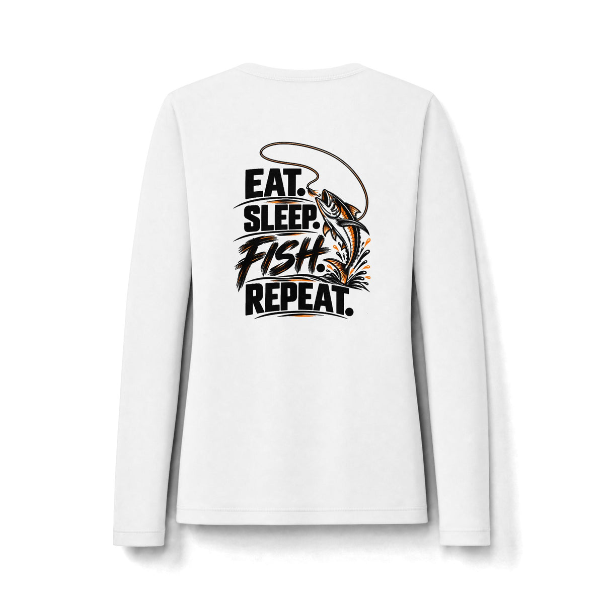 Women's Long Sleeve —Eat Sleep Fish Repeat Fishing Graphic Top