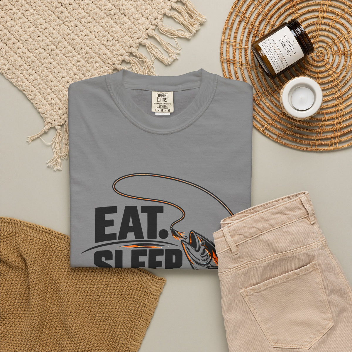 Fishing T-Shirt — "Eat Sleep Fish Repeat" Graphic Tee