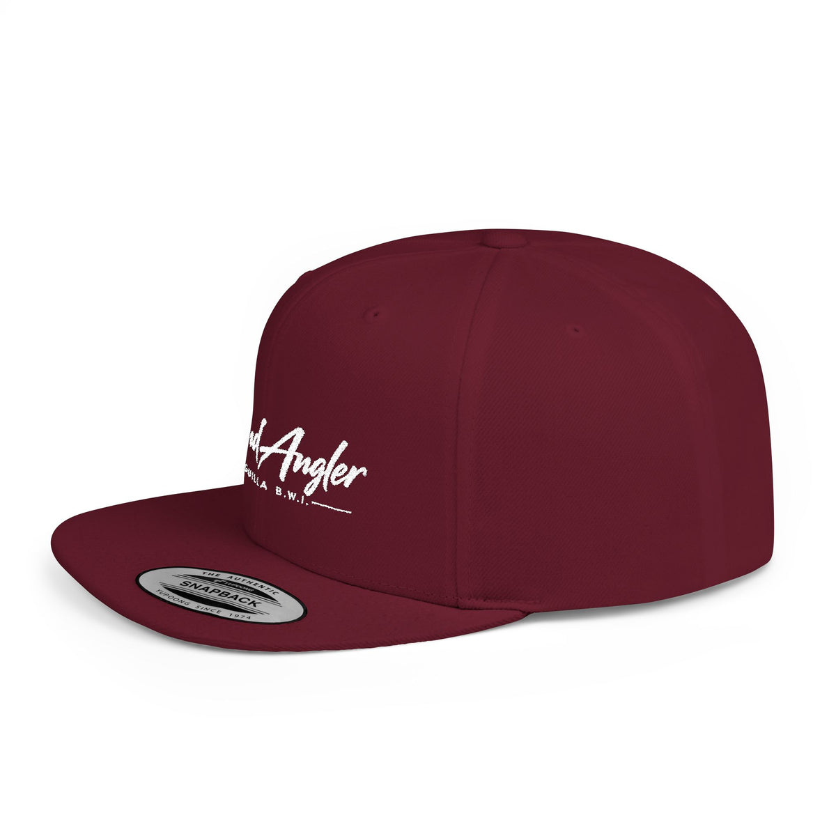 Snapback Hat — "Island Angler" Script Fishing Cap