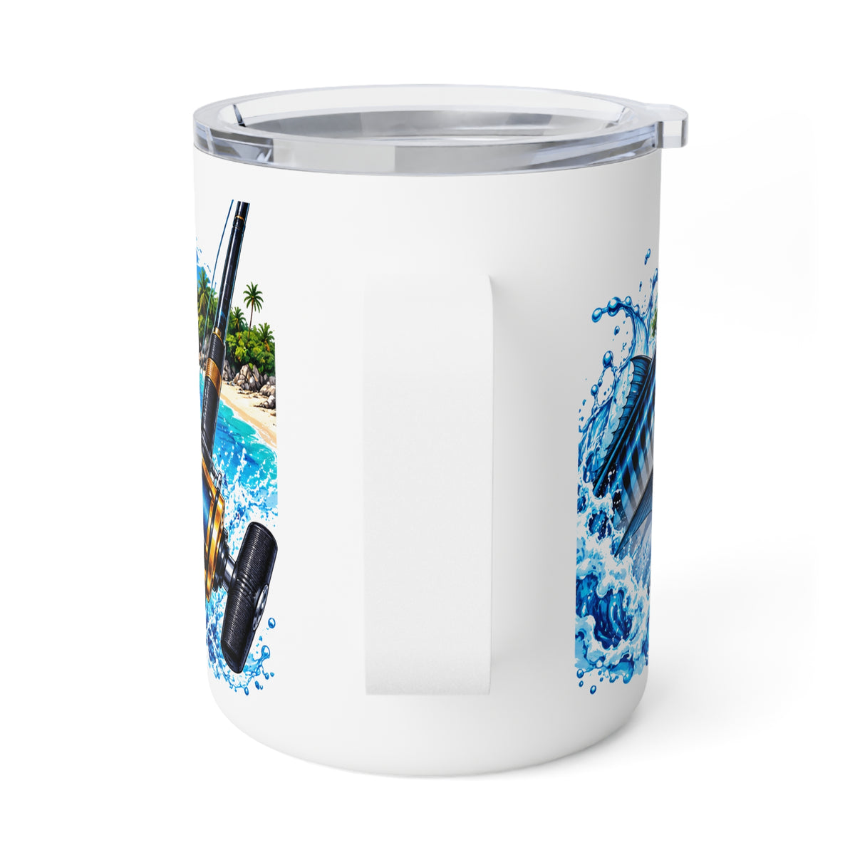 Insulated Fishing Coffee Mug — "Reel Problems Require Reel Solutions" 10oz