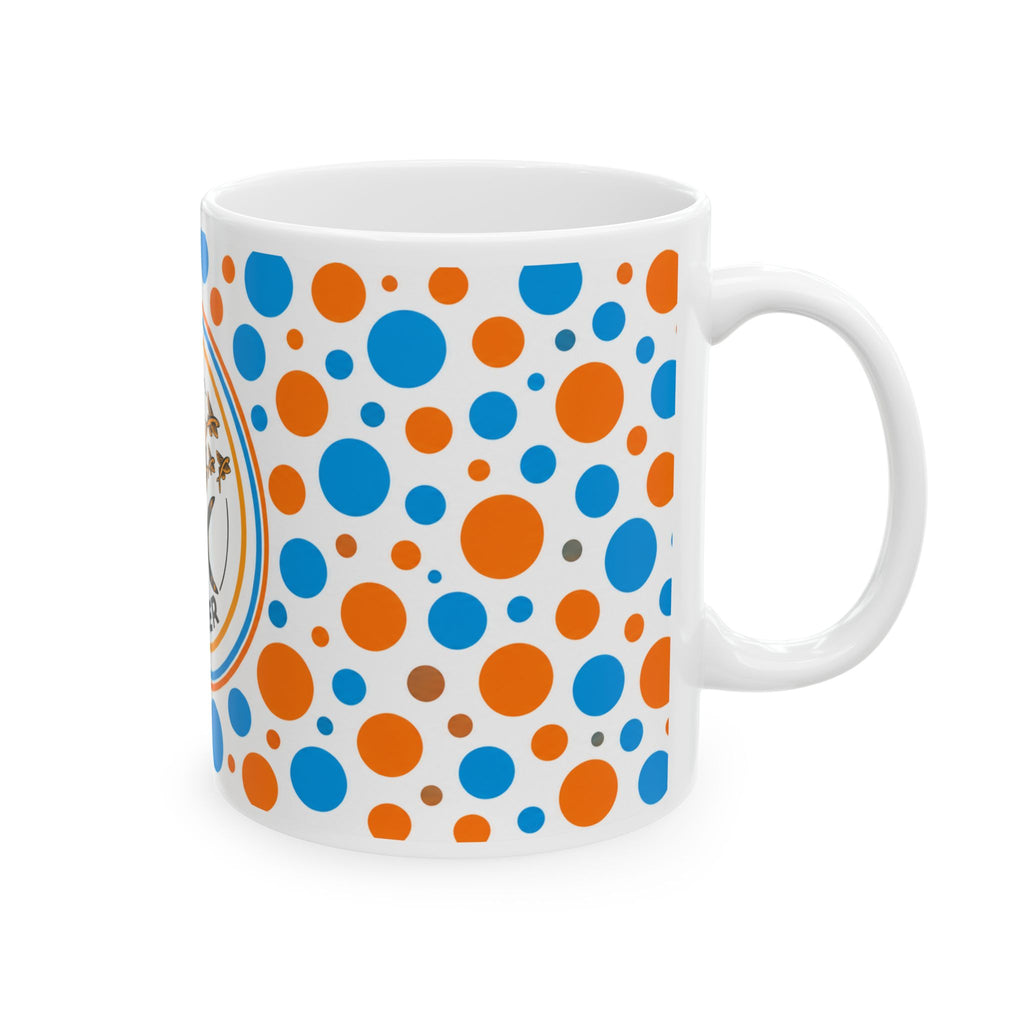 11oz Orange & Blue Polka Dot Mug