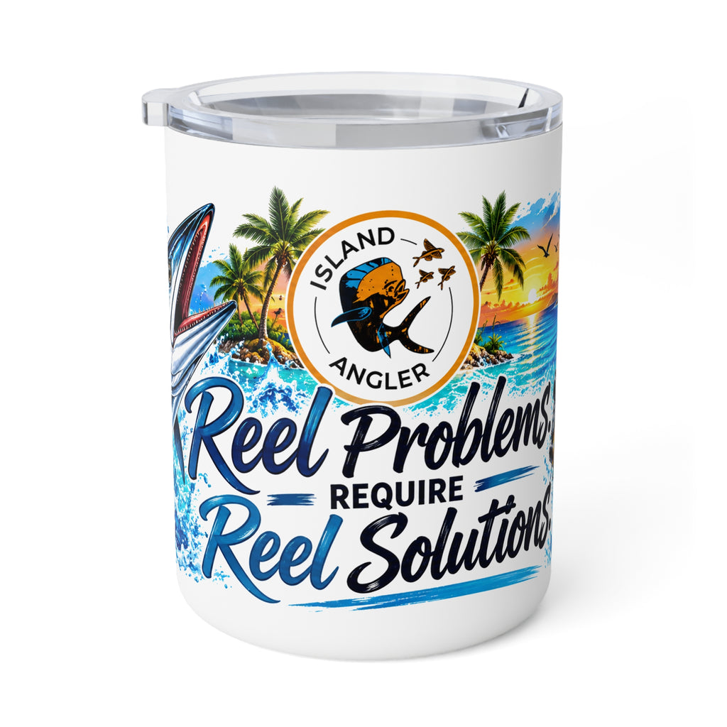 Insulated Fishing Coffee Mug — "Reel Problems Require Reel Solutions" 10oz