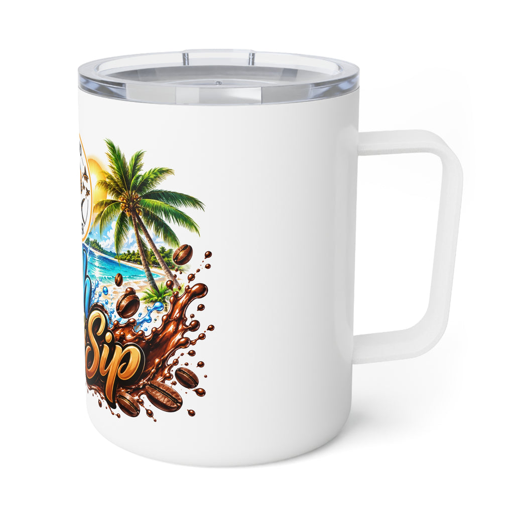 Fish & Sip Insulated Coffee Mug – Island Angler 10oz Travel Tumbler
