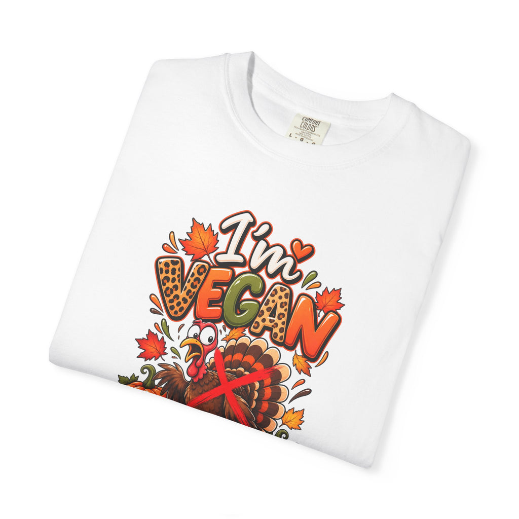 Vegan Thanksgiving T‑Shirt — "I’m Vegan" Fall Turkey & Pumpkin Design