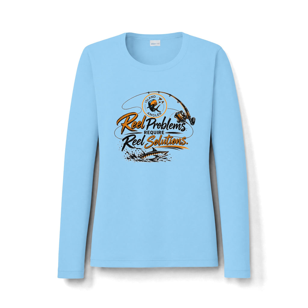 Women's Fishing Long Sleeve Shirt — "Reel Problems Require Reel Solutions" UV Sun Shirt
