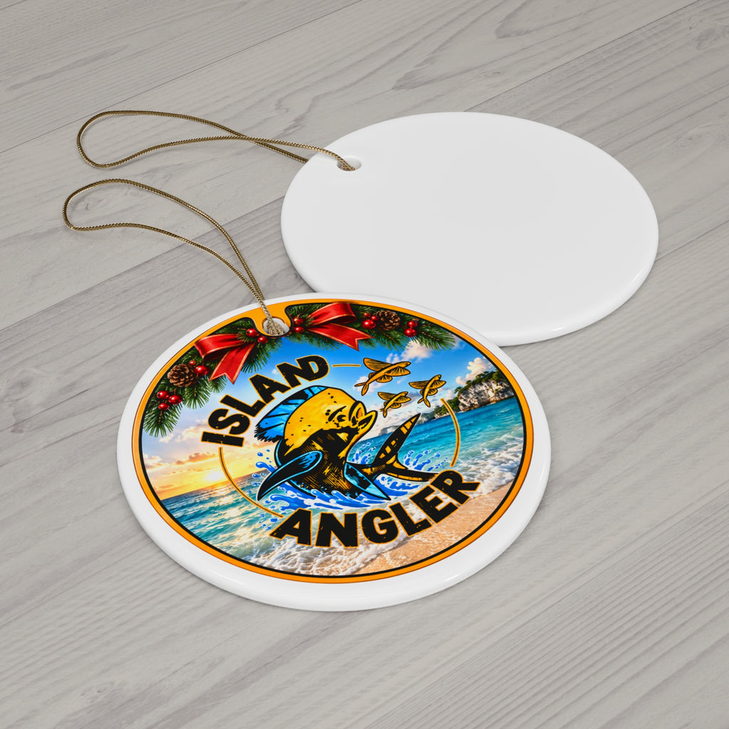 Island Angler Ceramic Ornament — Fishing Holiday Keepsake