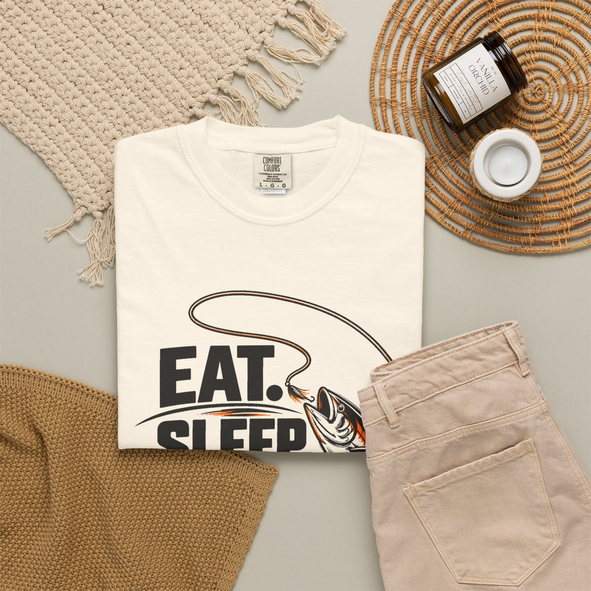 Fishing T-Shirt — "Eat Sleep Fish Repeat" Graphic Tee